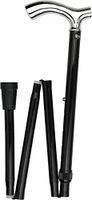 Chrome Plated Slim Line Fritz Walking Cane with Folding, Adjustable Black Aluminum Shaft