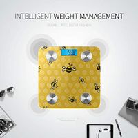 Cartoon Doodle Cute Bees Smart Weigh Scale Electric Scales for Weight Bathroom Scales Tracks 8 Key Compositions Analyzer Sync with Fitness Apps 400 Lbs