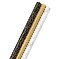 Hallmark Premium Wrapping Paper Bundle with Cut Lines on Reverse - Marble, Sparkly Black, Antiqued Marigold (3-Pack: 85 sq. ft. ttl.) for Birthdays, Weddings, Graduations, Bridal Showers, Mothers Day
