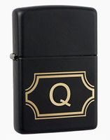 Zippo Black Matte with Nameplate Windproof Lighter with Initial"Q"