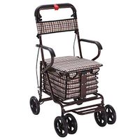 Alexzh_Rollator Adjustable Handle Four-Wheel Folding Walker Sit Push Dual-use Middle-Aged Shopping Grocery Shopping, Multicolor (Color : C)