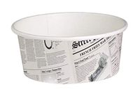 Round Newspaper Print Paper Deli Containers (Case of 500), PacknWood - Disposable Food Container (16 oz, 4.49" x 2.4") 210DELINEWS16