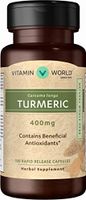 Vitamin World Turmeric Capsules 400mg. 100 Capsules, Natural Antioxidant, Curcuminoids, Anti-inflammatory, Joint Support, Rapid-Release, Gluten-Free