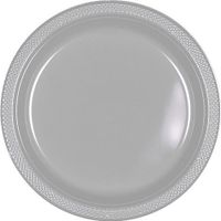 Round Plastic Plates | 20ct (9 inch, Silver Sparkle)