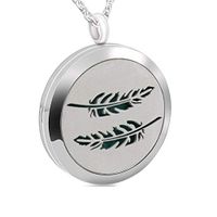 chaomingzhen Essential Oil Necklace Fragrance Aromatherapy Diffuser Refill Pads Feather Photo Locket Pendant 19" Chain