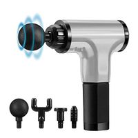 WINNTT Massage Gun with 6 Adjustable Speed 4 Detachable Massage Head,Cordless Handheld Deep Tissue Percussion for Deep Relaxation, Chargeable Percussion Device (Silver Antiskid Upgrade)
