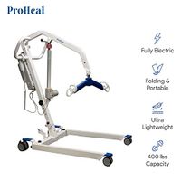 ProHeal Portable Patient Lift - Compact Folding Full Body Patient Transfer Lifter for Home Use and Facilities - Low Bed and Chair Lifting, 400 Pound Weight Capacity, 2 Point Spreader Bar