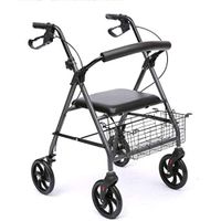 WSWJJXB Old Man Shopping Aids Walker Foldable with Shopping Basket Four-Legged Wheeled Walking Trolley 67cmX60cmx87cm