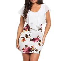 Bodycon Dresses for Women Party Night Sexy Ruffle Short Sleeve Mini Dress