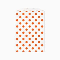Orange Polka Dot White Middy Bitty Flat Paper Bags 5 X 7 1/2 Inches Set of 25 Bags