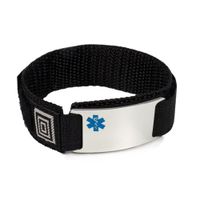 Manic DEPRESSIVE Sport Medical ID Alert Bracelet with Black Adjustable Wristband (Hooks and Loops).