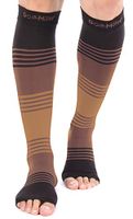 Doc Miller Premium Open Toe Compression Sleeve Dress Series 1 Pair 20-30mmHg Strong Support Graduated Sock Pressure Sports Running Recovery Shin Splints Varicose Veins (BlackBrownTan, Medium)