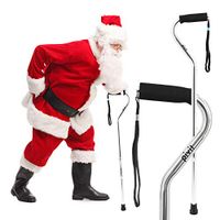 Pivit Offset Handle Adjustable Cane | Silver | Soft Nitrile Grip & Wrist Strap | Polished Scratch-Resistant Anodized Aluminum | Lightweight Walking Stick Great Hiking Travel Companion for Men & Women