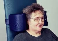 Headrest with safety strap 15” width x 6” support extensions; color: blue