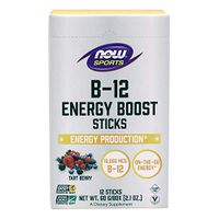 NOW Sports Nutrition, B-12 Energy Boost Sticks, 10,000 mcg, On-The-Go-Energy*, Energy Production*, 12-Sticks
