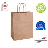 CreativePaper 200pcs 7.9x4.3x10.6" Kraft Paper Bags with Handles for Party Wedding Shopping (200, Small)