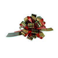 Metallic Red & Green Striped Pull Bows - 8" Wide, Set of 6, Christmas, Gift Basket, Presents, Wreath, Swag, Garland, Decoration, Classroom, Office, Fundraiser
