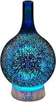 Essential Oil Diffuser Aromatherapy Diffusers for Therapeutic Oils - Ultrasonic 3D Glass Vase Cover & LED Light Display - Cool MIst Aroma Therapy Colorful Nightlight Humidifier Waterless Shut Off