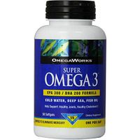 OmegaWorks Super Omega 3 EPA 300 / DHA 200 Formula Fish Oil Softgels 50 ea (Pack of 3)