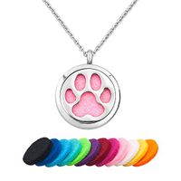 CLY Jewelry Essential Oil Diffuser Necklace Animals Stainless Steel Locket Paw Print Pendant for Girls Women Pet