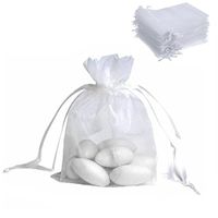 ECVILLA Kipoo 100pcs 4x6 inch Organza Bags - Sheer Drawstring Organza Jewelry Pouches Wedding Party Christmas Festival Favor Gift Bags (White)