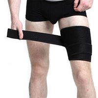 Bigsweety Black Thigh Support Sleeve Elastic Compression Band Adjustable Leg Brace for Men