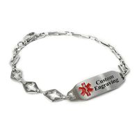 My Identity Doctor - Ladies Medical Alert Bracelet with Engraving - 316L 6mm Steel Cross - Red - Wrist Size 8 Inch