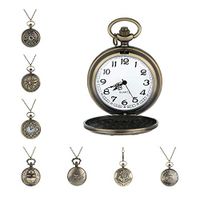 Mens Pocket Watch,Napoo Vintage Bronze Tone Spider Web Hollow Bird Print Chain Pendant Watch t (C)