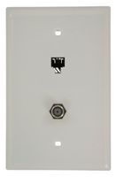 Leviton 40539-CMW Midsize Telephone/Video Wall Jack, 6P4C X F, White