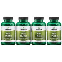 Swanson Milk Thistle Liver Support Cleanse and Detox Supplement Seed Extract 500 mg per Capsule (1000 mg per 2 Capsule Serving Size) 100 Capsules (4 Pack)