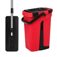 Aslion Mops Bucket System for Floor Cleaning 2 in 1 Wash Dry with Flat Fiber Mop Pads New