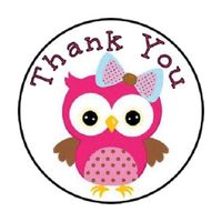 HotSaleStore Sticker Seals 48 Thank You Owl Pink!! Envelope Seals Labels Stickers 1.2" Round