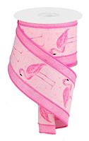 Beach Themed Ribbon/Christmas Tree Garland, Burlap-Look Pink Flamingo, 4" Wide x 10 Yards