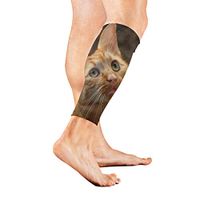 Calf Sleeve Cat Cute Funny Protective Guard for Men Women - Basketball Football Run (1 Pair)