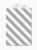 25 Gray and White Diagonal Stripe Little Bitty Bags 2.75 X 4 Inches
