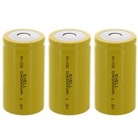 3x Exell D Size 1.2V 4000mAh NiCD Flat Top Rechargeable Batteries for high power static applications (Telecoms, UPS and Smart grid), electric mopeds, meters, radios, RC devices, electric tools