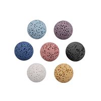 INFUSEU 7 Pack Natural Lava Stone Rock Round Energy Ball for Aromatherapy Essential Oil Essential Oil Pendant Necklace Locket Bracelet Earrings Jewelry Making Findings Accessories