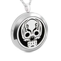 chaomingzhen Essential Oil Necklace Aromatherapy Diffuser Skull Family Memory Photo Locket Pendant for Mother Boys