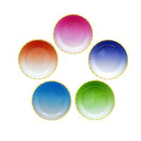 Ottin Ombre Rainbow Party Supplies 9'' 60 counts 5 Mixed Colors Assorted Disposable Plates for Parties Rainbow Party Colorful Birthday for Kids Wedding Bridal Shower Valentine's Day