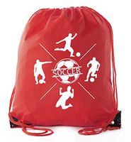 Soccer Party Favors | Soccer Drawstring Backpacks for Birthday Parties, Team events, and much more! - 10PK Red CA2500SOCCER S5