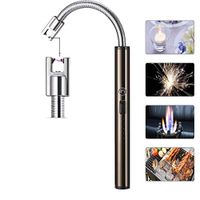Lighter Candle Lighter Electric Arc Coil Flameless Lighter Windproof Portable Long Lighter Plasma USB Rechargeable Zinc Alloy Flexible Neck (Gun)