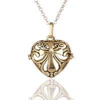 Aroma Diffuser Essential Oil Glass Vial in Locket Aromatherapy Perfume Necklace Vintage Cross in Heart Pendant