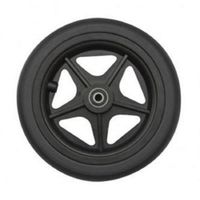 Pair of Quickie Caster Assemblies, 7-1/2 X 1 Inch, 5-Spoke Black, Black Urethane Tire, 5/16 Inch Bearing, 1-1/2 Inch Hub for Powerchair Wheelchair