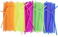 (600 Pack) Neon Colored Drinking Straws - Flexible, Disposable Kid Friendly, Assorted Colors