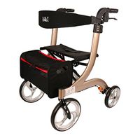 Rolling Walkers Lxn Multifunctional Walking aids with Wheels Foldable Seat for The Elderly, Disabled People (Color : Gold)