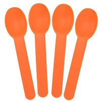[1,000 Count] Orange Heavy Duty Plastic Spoons - Disposable Frozen Yogurt Ice Cream Spoons - Frozen Dessert Supplies