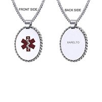 VNOX Vintage Oval Shape Medical Alert ID XARELTO Stainless Steel Cable Distortion Edge Pendant,24"