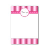 30 Blank Thank You Cards Hot Pink Stripes Lines Design Birthday Party Baby Shower Bridal + 30 White Envelopes