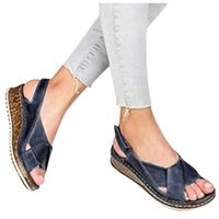 Clearence Women Wedge Buckle Sandals Hollow Out Shoes Casual Sandals 2020 Ladies Summer Shoes Comfortable Flats Shoes (Black, US:9)
