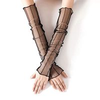 lipiny Women Ultra-Thin UV Sun Protection Cooling Arm Sleeves Long Half Finger Gloves for Driving Vacation Outdoor， Sheer Mesh Lace, Comfortable and Breathable.
